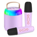 Tipao Mini Karaoke Machine for Kids with 2 Microphones, Portable Bluetooth with 2 Wireless Microphones for Girls with LED Party Lights,Girls Toys Birthday Gifts for Kids,4，5，6，7，8+ Years Old (Purple)