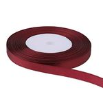 Trimming Shop 10mm Burgundy Satin Ribbon for Gift Wrapping, 25M Double Sided Polyester Ribbon Roll Balloon Ribbon for Crafting Bouquets, Cake, Wedding Decoration DIY Hair Accessories, Sewing