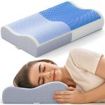 FOVERA Cool Gel & Memory Foam Cervical Pillow for Neck Pain | Orthopedic Neck Support Pillow for Sleeping, Neck & Shoulder Pain (Universal - 21 x 13 x 4 Inch, White, Pack of 1)