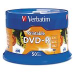 Verbatim 4.7GB up to 16x White Inkjet Printable Recordable Disc DVD-R, 50-Disc Spindle 95137