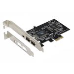 Sedna - PCIe (PCI Express) 3 Ports 1394A (Firewire) Adapter Card (VIA) (3E, 2X 6 Pin + 1 x 4 Pin External Port) with Low Profile Bracket