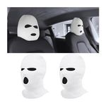 TSUGAMI Car Headrest Cover, 2pcs Seat Headrest Trim, Terylene Personalized Funny Hat for Car Seat Headcover, Car Front Seat Head Rest Protectors, Auto Interior Seat Decoration for Van SUV (White)