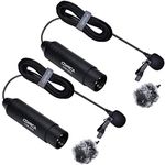 Comica XLR Microphone CVM-V02O 2 Pack 5.9ft Phantom Power Omni-Directional Lavalier Lapel Microphone for Canon Sony Panasonic Camcorders Zoom H4n H5 H6 Tascam DR-40 DR-60D DR-70D DR-100 Recorders