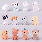 LONCESS Fairy Garden Accessories, 12 Pcs Dog Miniature Figurines, Realistic Animals Dog for Fairy Garden, Miniature Terrarium Crafts,Ornament for Home Office, Cake Toppers，Car Decor，Tabletop Decor