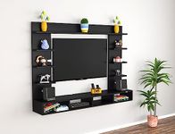 DAS Merrill Engineered Wood Wall Mount TV Entertainment Unit/Tv Rack Set to Box Stand with Wall Shelves for Living Room Black (Ideal for up to 43") Screen