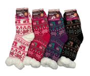 Warmland 3 PAIRS OF LADIES THERMAL EXTREME HOT WINTER WARM THICK SOCKS 4.7 TOG WITH SHERPA FLEECE LINING (STYLE 2)