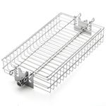 TURBRO Flat Rotisserie Basket, 304 Stainless Steel, Universal Grill Accessory, Compatible with 1/2” or 3/8" Hexagon, 3/8" or 5/16" Square Spit Rods, Fits Most Grills, Ideal for Outdoor BBQ