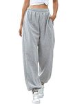 Love My Fashions Women's Plain Gym Sport Jogger Sweatpants & Winters Joggers Pockets Pants and Baggy Elastic Waist Trousers for Casual Hip Hop, Gym and Jogging Light Grey