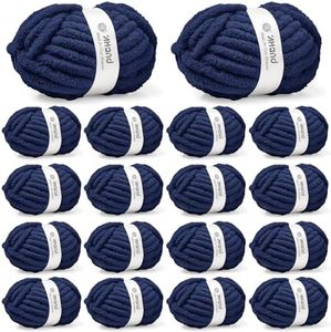 Inhand Chunky Chenille Yarn for Hand Knitting,Thick Bulky Blanket Yarn for Crocheting,Soft Fluffy Yarn for Crochet Birthday Gifts for Men/Women/Beginners,18 Pack (29.5Yds/8.4oz Each),Deep Navy