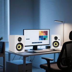 Sanyun SW206 HiFi Bookshelf Speakers – White Stereo Pair