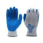 SHOWA Atlas 300 10-Gauge Natural Rubber Palm Coated General Purpose Work Glove, Blue, Medium (Pack of 12 Pairs)