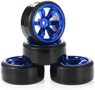KEEDA RC Drift Car Plastic Wheel and Tyre, 63mm Hard Tires for 1/10 Traxxas HSP Tamiya HPI Kyosho Racing Drifting Car (Blue)