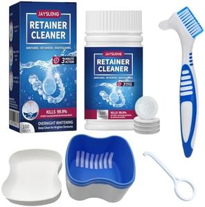 Retainer Cleaner Tablets 100 Tablets (3 Months Supply) Denture Cleaning Kit, Removes Stains & Odours. Retainer for Brace, Mouth Guards, Nightguards. Aligner Cleaner Keep Breath Fresh and White