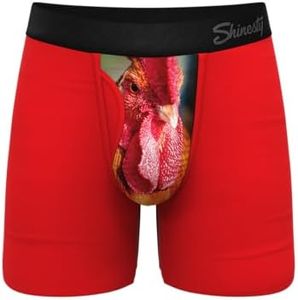 Shinesty Hammock Support Mens Boxer Briefs with Pouch | Mens Underwear with Fly | US Small Barnyard Rooster