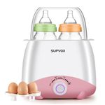 Supvox® Bottle Warmer for Babies Milk Electric 6 in 1 Sterilizer for Feeding Bottles with 8-15 Mins Fast Warming, 24H Keep Warm Food Heating Timer Adjustable Temp Baby Bottle Sterilizer Machine(Pink)