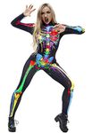 Honeystore Women's Skeleton Halloween Costume Catsuit Bodysuit Cosplay Jumpsuits BAX014 M