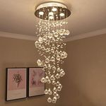 Ganesharter GA Modern Crystal Chandelier Made of Crystal and Glass Beads with LED Light for Hall, Hotel, Temple, Staircase Area, Room Decoration (H-14 Feet)