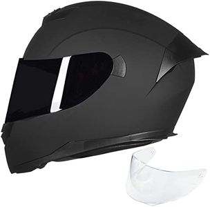 ILM Full Face Motorcycle Helmet for Motocross Street Bike DOT Certified 2 Visors Model-317(Matte Black, M)