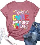 Magical Shirt for Women Funny Today is A Core Memory Day Letter Print T Shirts Cute Family Vacation Graphic Tee Tops, Pink, XX-Large