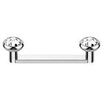 Luxe Modz 16G Staple Barbell Flat Titanium Surface Piercing Jewelry Internally Threaded Surface Barbell w/Flat Bezel Crystal Staple Surface Piercing Barbell 1/2 Inch (12mm), Titanium, cubic zirconia