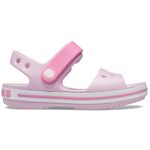 Crocs Crocband Sandals, Unisex-Kids Sandals, Lightweight and with Secure Fit, in Ballerina Pink Strap and Stripe Detail, Size C9 UK