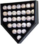 30 Baseball Display Case Cabinet Holder Rack Home Plate Shaped w/UV Protection- Lockable -Black