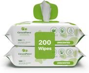 Green Paws Premium Dog Wipes, Compostable, Plant-Based, Strong Grooming Wipes for Cats and Dogs, Use on Body, Bum, Ear and Paws, Unscented (200 Count (Pack of 2))