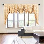 ELKCA Polyester Damask Pocket Curtain Valance For Living Room (79 Inch, Golden),Eyelet