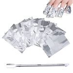 pengxiaomei 200 Pcs Foil Nail Wraps Remover with 1Pcs Cuticle Pusher Nail Art Soak Off Gel Polish Acrylic Removal