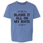 Blame It All On My Roots Country Music Cute Funny Western Heather Royal Blue S Youth Kids T-Shirt