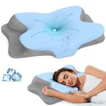 Cervical Neck Pillow - Cooling Pillow for Neck Pain Relief, Ergonomic Contour Side Sleeper Pillow for Sleeping, Orthopedic Memory Foam Pillows for Back & Stomach Sleepers with Pillowcase