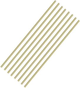 1/8 Inch Brass Round Rod, 8Pcs Solid Round Brass Rod Lathe Bar Stock, 11.8 inch in Length