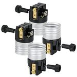 4 Pieces 3 Way Lamp Socket Replacement, Medium Base E26 Lamp Socket, Incandescent Lamp Holder, Removable Turn Knob, 2-Circuit