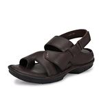 HITZ Men's Brown Leather Toe Ring Comfort Sandals - 8