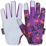 SAWANS Leather Gardening Gloves Ladies Mens Women Thorn Proof Rigger Garden Safety Working Gloves Multipurpose Breathable Construction Gardening Gifts (Purple, L (Pack of 1))