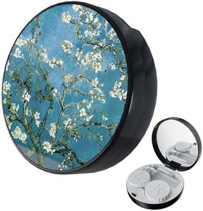 LRITER Contact Lens Case, Portable with Mirror, a Variety of Patterns and Shapes to Choose from, Auitable for Daily Makeup Office Travel Outdoor Use (Plum Blossom)