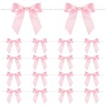 50pcs 3.5" Small Pink Bow Twist Tie Bows Mini Bows Wedding Favor Ribbon Bows for Cookie Candy Bagging Baby Shower Halloween Thanksgiving