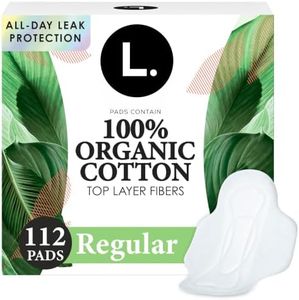 L. Ultra Thin Pads for Women, Regular Absorbency, Organic Cotton Top Layer, Unscented Pads with Wings, 112 Count (4 Packs of 28)