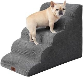 EHEYCIGA Curved Dog Stairs Ramp for High Beds, 5-Step Extra Wide Dog Steps for Small Dogs and Cats, Pet Stairs for High Bed Climbing, Non-Slip Balanced Pet Step Indoor, Grey