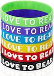 WILLBOND I Love to Read Rubber Bracelets Motivational Rubber Wristband Colorful Silicone Bracelets for Christmas Child Classroom Rewards Teacher Award School Home Decoration Party Favors(120 Pieces)