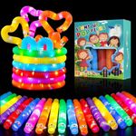 12 PCS Light Up Pop Tubes,Funny LED Glow Sticks Sensory Toys for Kids Party Glow Sticks for Concerts, Pop Tubes, Light Rings Children,Fidget Toys for Boys Girls Party Bag Fillers