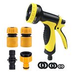 Topways® Hose Pipe Fitting Set, Including Multi Spray Nozzle Watering Gun, Hose End Quick and Waterstop Connector, Threaded Tap Adapter, Double Male Connector, Sealing Spares Kit