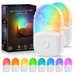 Emeritpro Night Light, Night Light Plug in Wall with Dusk to Dawn, 0.5W Warm White +RGB Night Light Kids, 3 Lighting Modes, Acrylic Children’s Night Light for Baby, Bedroom, Hallway,Garages，2 Pack