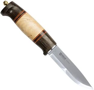 HELLE Knives - Harding - Outdoor Adventure Knife with Sheath, Triple Laminated Stainless Steel Fixed Blade, Curly Birch Handle, Made in Norway