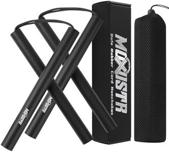 MOXIISTR Safe Foam Rubber Cord Nunchakus Upgraded for Beginners Practice and Training 2 Pack (Black-Black)