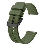 BISONSTRAP Watch Strap 22mm, Quick Release Silicone Watch Bands for Men Women (Army Green, Black Buckle)