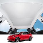 BASENOR 2024 Upgraded Tesla Model Y Glass Roof Sunshade with Storage Bag Sunroof Blocking Heat Cover Top Window Sun Protection for Model Y Interior Accessories 2020-2024 Grey (No Sag)