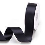 Filan Double Face Satin Ribbon 1Inch x 25Yards Double Sided Solid Polyester Ribbon for Gift Wrapping Party Hair Braids Bow Shower Decoration floral Arrangement Craft Supplies, Black