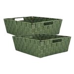 DII CAMZ38910 Durable Trapezoid Woven Nylon Storage Basket, 13" x 15" x 5", Olive Green, 2 Piece