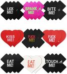 CICKEE Pasties Sexy Nipple Covers Pack Fun Pasty Pack for Rave Party Goth Lingerie for Men Women Heart X Breast Petals in Red Black with Words